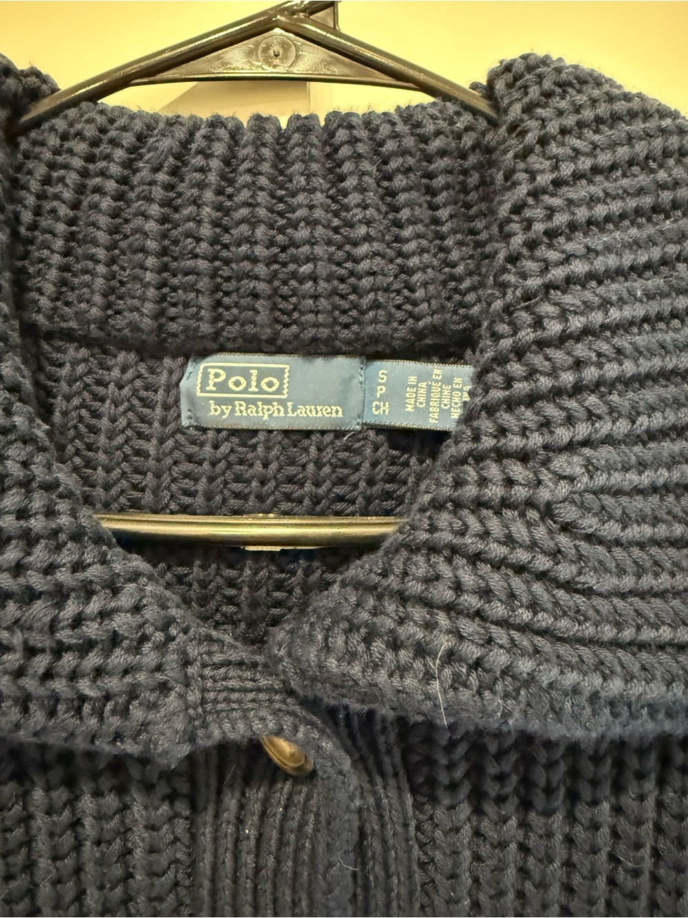 Ralph Lauren Navy Chunky Knit Button Cardigan - Picture 2 of 4